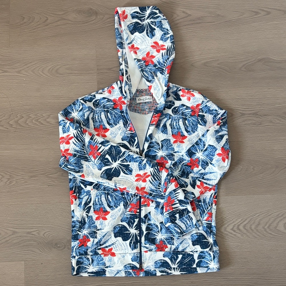 Robert Graham Tropical Floral Hawaiian Flowers Tech Zip Hoodie Jacket